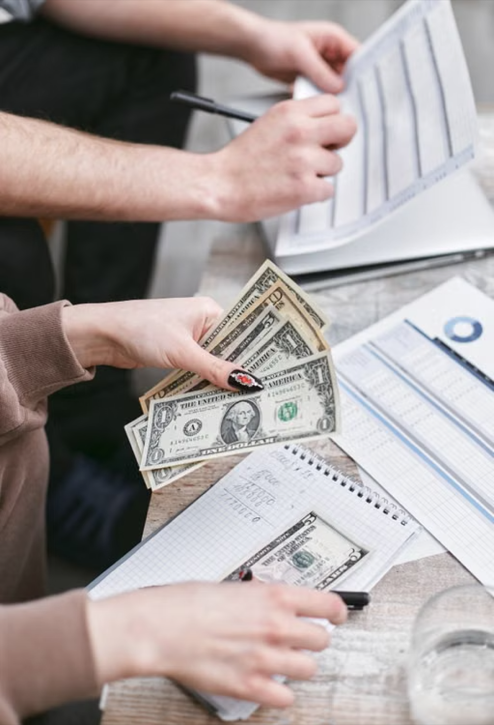 A person counting money